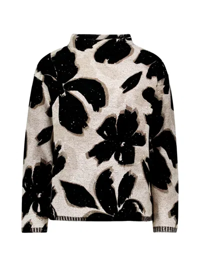 Betty Barclay Floral-print Sequin-embellished Sweater In Animal Print