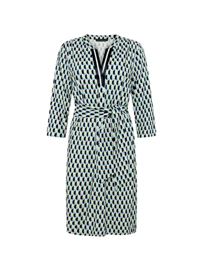 Betty Barclay Geometric-print Belted Dress In Green