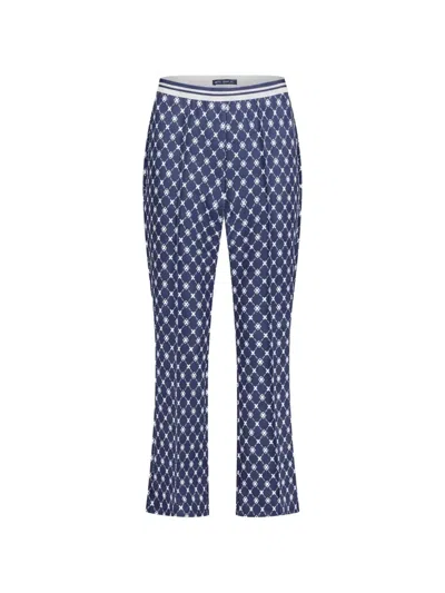 Betty Barclay Geometric-print Elasticated-waistband Trousers In Blue
