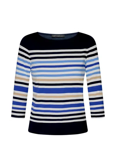 Betty Barclay Horizontal-stripe Boat-neck T-shirt In Blue