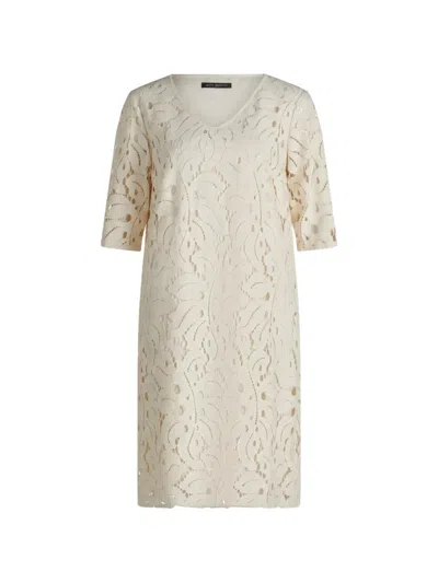 Betty Barclay Leaf-lace V-neck Midi Dress In Metallic