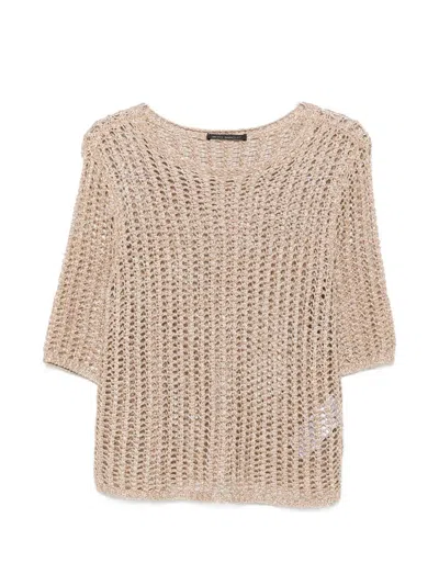 Betty Barclay Open-knit Sequin-embellished Top In Multi