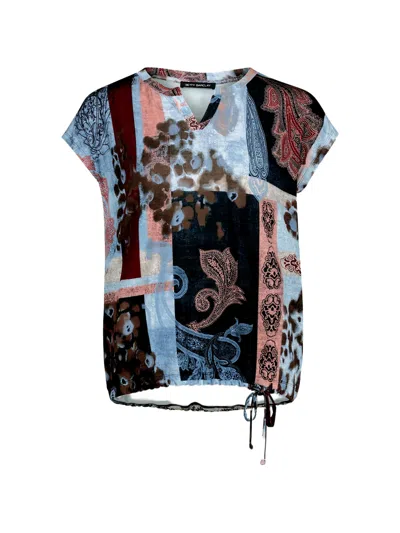 Betty Barclay Paisley-print Drawstring Blouse In Blue