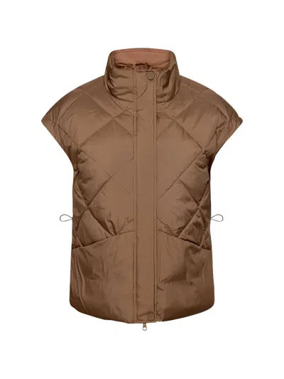 Betty Barclay Quilted Drawstring Gilet In Brown