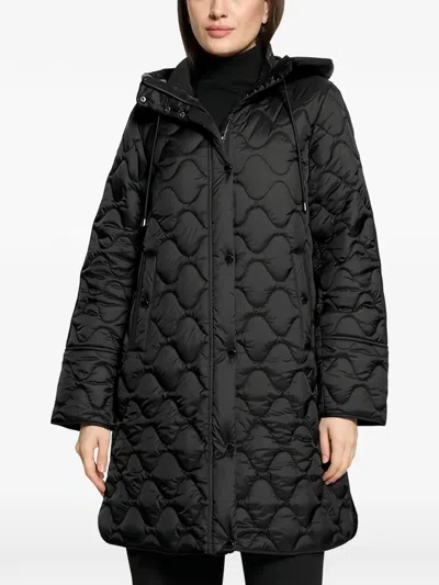 Betty Barclay Quilted Hooded Coat In Black