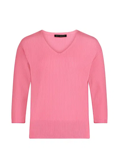 Betty Barclay Ribbed-knit V-neck Top In Pink