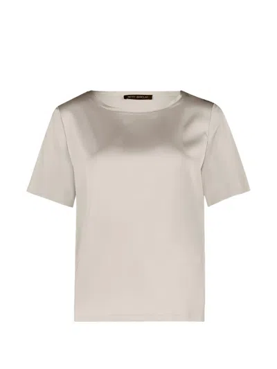 Betty Barclay Satin-finish Short-sleeved Blouse In Neutral