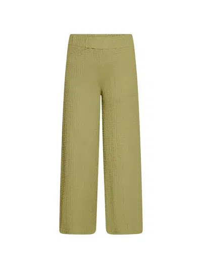 Betty Barclay Seersucker-texture Wide-leg Trousers In Green