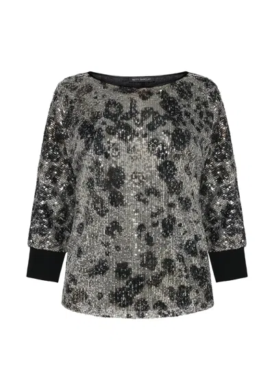 Betty Barclay Sequin Animal-print Blouse In Silver