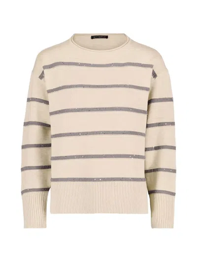 Betty Barclay Sequin-embellished Striped Sweater In Neutral