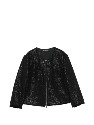 Betty Barclay Sequin-embellished Zip-up Cardigan In Black
