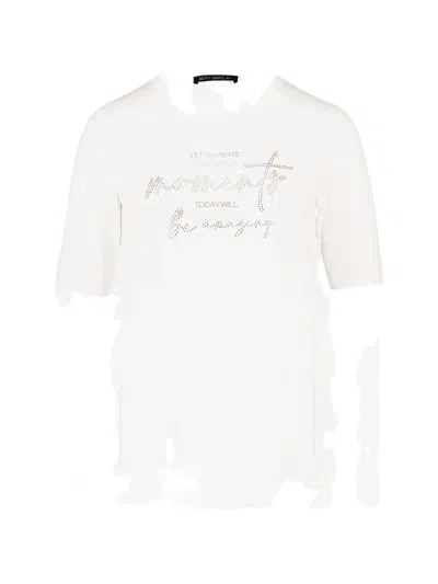 Betty Barclay Slogan-print Rhinestone-embellished T-shirt In White