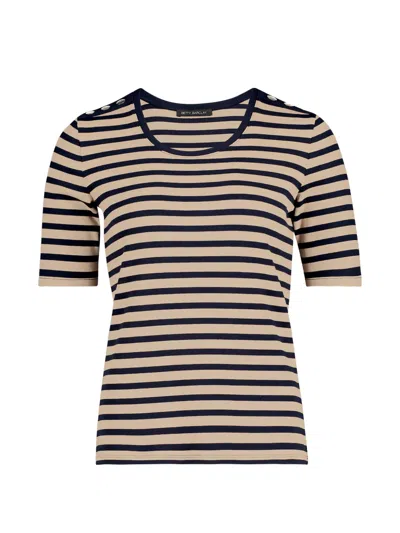 Betty Barclay Striped Button-detail T-shirt In Brown