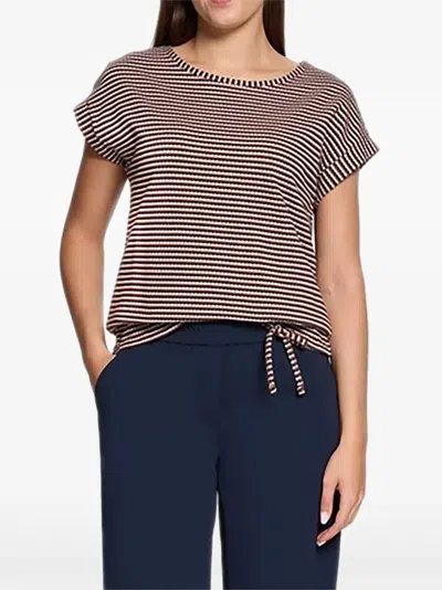 Betty Barclay Striped Drawstring-hem T-shirt In Black