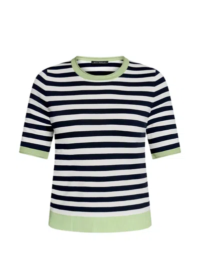 Betty Barclay Striped Short-sleeve Sweater In Black