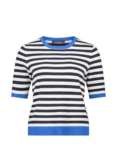 Betty Barclay Striped Short-sleeve Sweater In Multi
