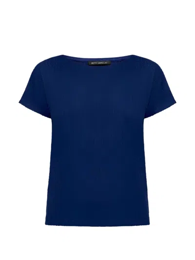 Betty Barclay Textured-finish Boat-neck Top In Blue