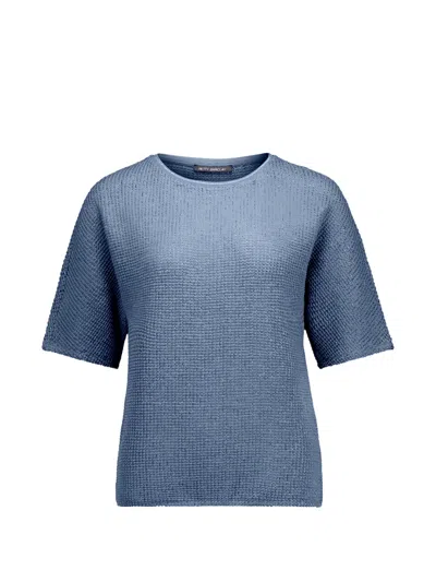 Betty Barclay Waffle-knit Short-sleeved T-shirt In Blue