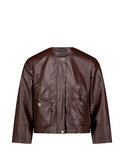 Betty Barclay Woven-effect Cropped Jacket In Burgundy