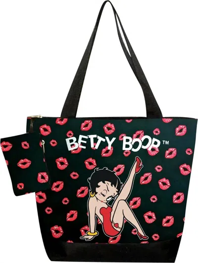 Betty Boop Women's Diaper Bag Hand Tote Bag In Black/red Kisses