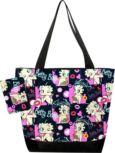 Betty Boop Women's Diaper Tote Bag In Black/pink Multi