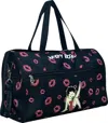Betty Boop Women's Duffel Bag In Black With Leg Up & Lips In Multi