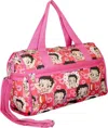 Betty Boop Women's Duffel Bag In Pink With Kisses In Multi