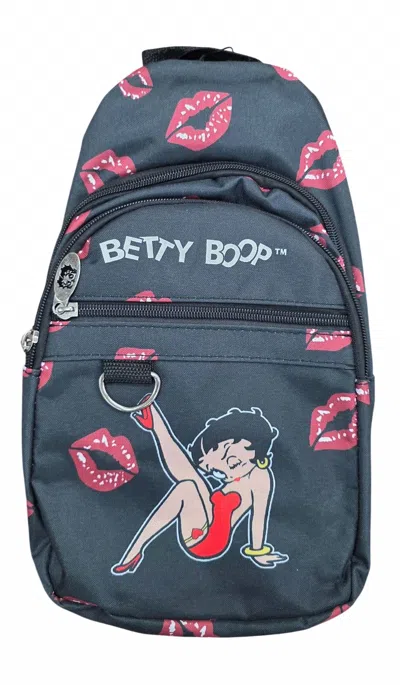 Betty Boop Women's Polyester Sling Bag In Black In Blue