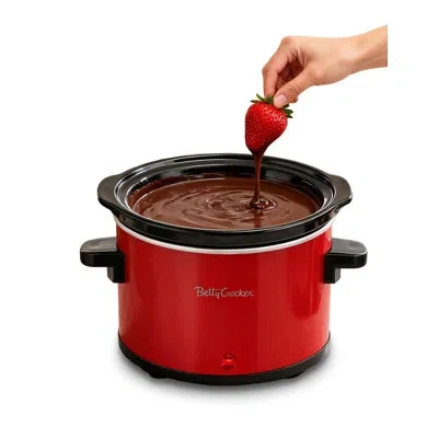 Betty Crocker 0.7-quart Mini Slow Cooker, Chocolatier & Simmer Pot, Electric Pot With Removable Stoneware Crock, C In Red,black