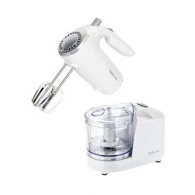 Betty Crocker 2-piece Kitchen Appliances Combo: 5-speed Hand Mixer With Food & Vegetable Chopper, 150w Mixer, Chro In Plastic,metal