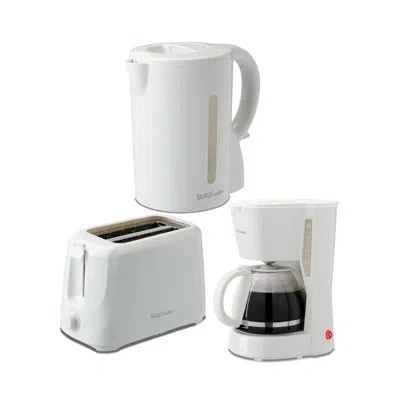 Betty Crocker 3-piece Kitchen Appliances Set: 5-cup Automatic Drip Coffee Maker, 1.7l Electric Kettle & 2-slice To In White