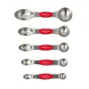 Betty Crocker 5 Piece Stainless Steel Measuring Spoons Set In Red