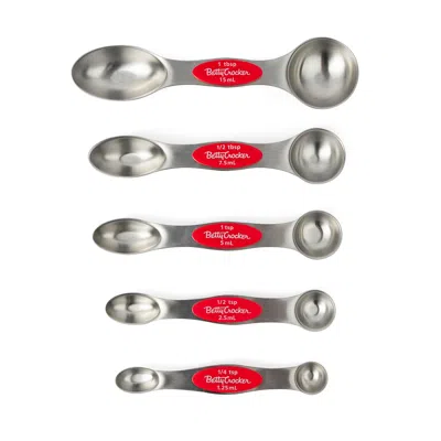 Betty Crocker 5 Piece Stainless Steel Measuring Spoons Set In Red