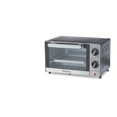 Betty Crocker 9l Toaster Oven, 2-slice Toaster With Chrome Plated Front, Stainless Steel Handle In Black