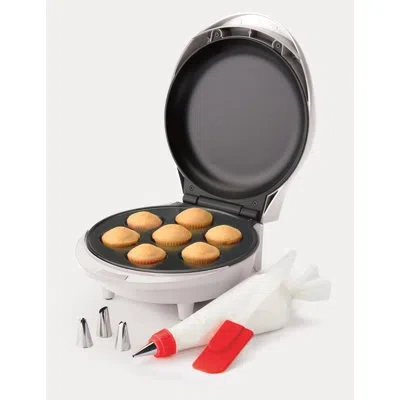 Betty Crocker Bck Series  Mini Cupcake Factory, Mini Cupcake Maker With Nonstick Surface, Pink/white