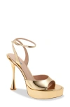 Betzábe Alessandra Ankle Strap Platform Sandal In Gold Mirror
