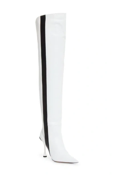 Betzábe Bree Pointed Toe Thigh High Boot In White