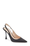 Betzábe Eva Crystal Slingback Pump In Black Satin