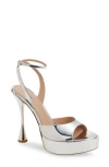 Betzábe Mirror Ankle Strap Platform Sandal In Silver