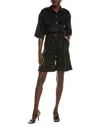 Beulah 2pc Linen Shirt & Short Set In Black