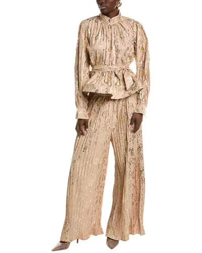 Beulah 2pc Top & Pant Set In Brown