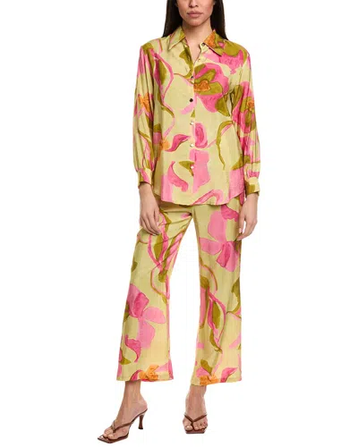 Beulah 2pc Top & Pant Set In Green