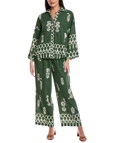 Beulah 2pc Top & Pant Set In Green