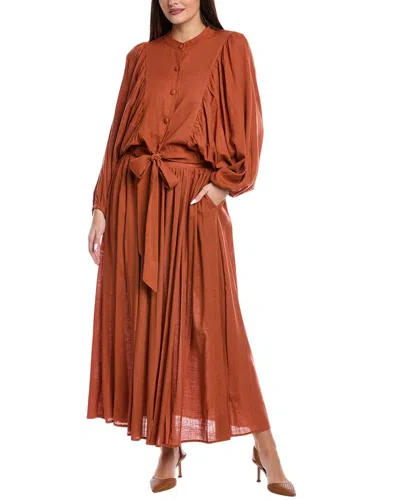 Beulah 2pc Top & Skirt Set In Brown