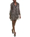 Beulah Chiffon Mini Dress In Grey