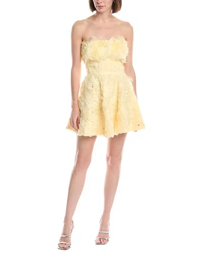 Beulah Embellished Floral Petals Bandeau Mini Dress In Yellow