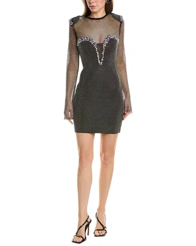 Beulah Fishnet Mini Dress In Black