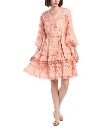 Beulah Floral Lace Detail Tiered Flounce Mini Dress In Multi