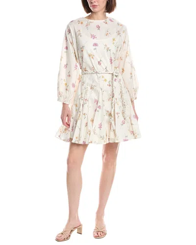 Beulah Floral Print Ruffled Mini Dress In Neutral