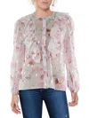 Beulah Juniors Womens Chiffon Floral Blouse In White